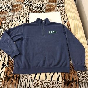 Nike Quarter Zip Vintage Y2K Navy Fleece Sweatshirt‎ Men’s 2XL